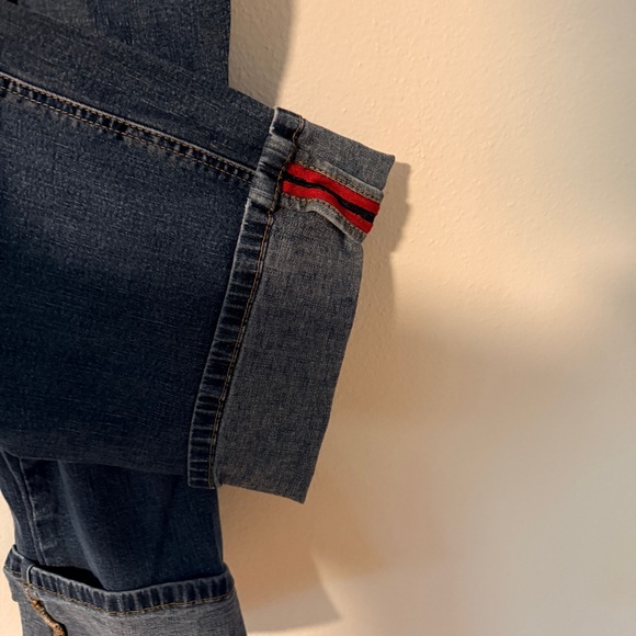 2 for $20! Chico's Cropped Denim Jeans with Red Detail - Picture 4 of 9
